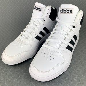 adidas Hoops 2.0 Mid White Black BB7208 Three-Stripes Basketball Mens Shoes 10 M